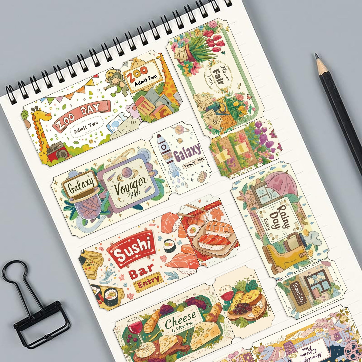 Vintage Ticket Stickers (50 pcs)