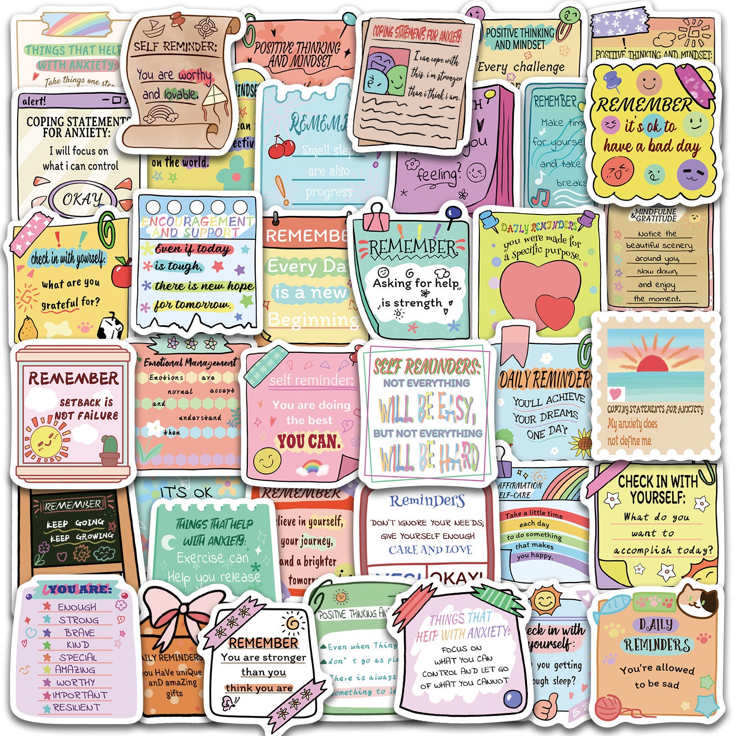 Mental Health Notes Stickers (50 pcs)