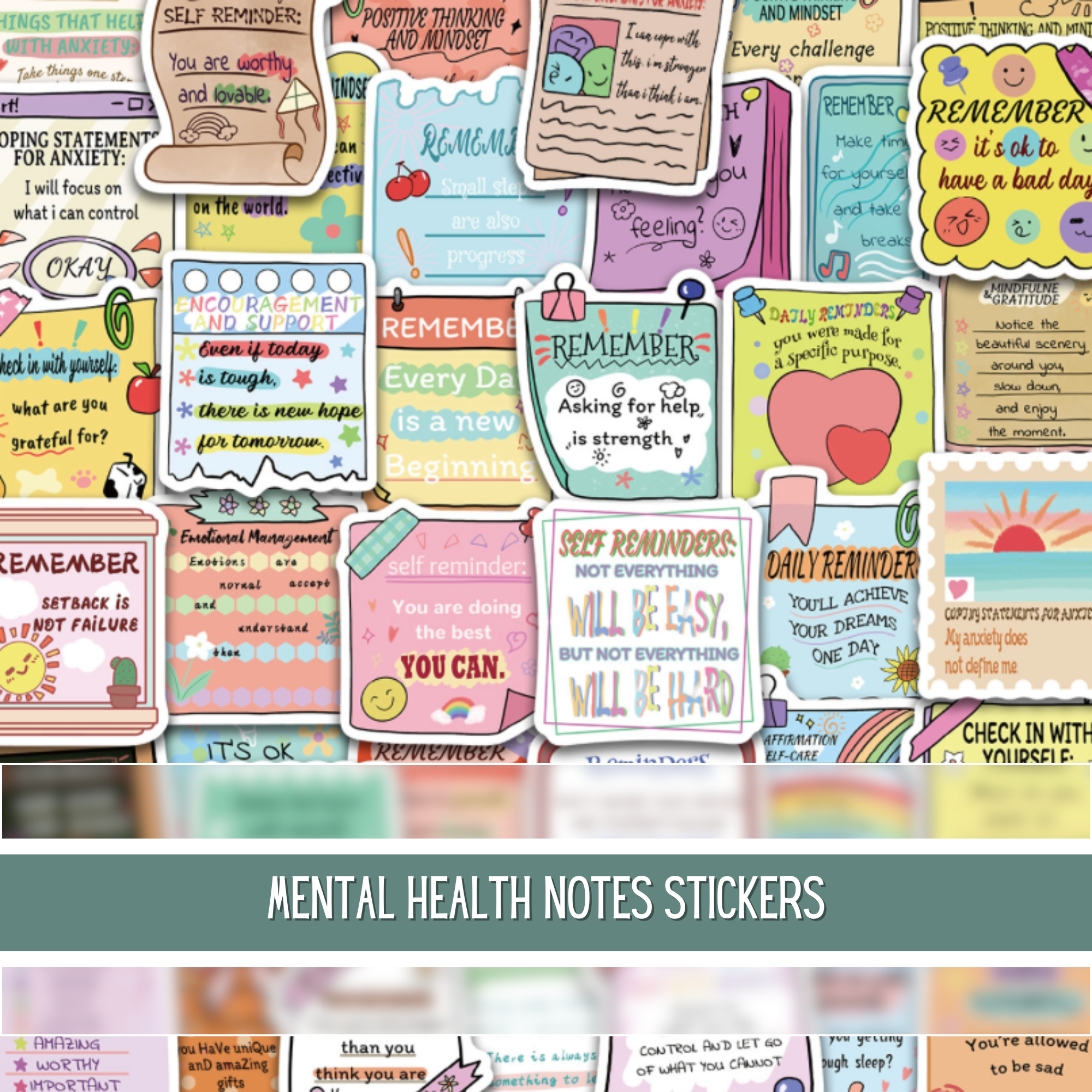 Mental Health Notes Stickers (50 pcs)