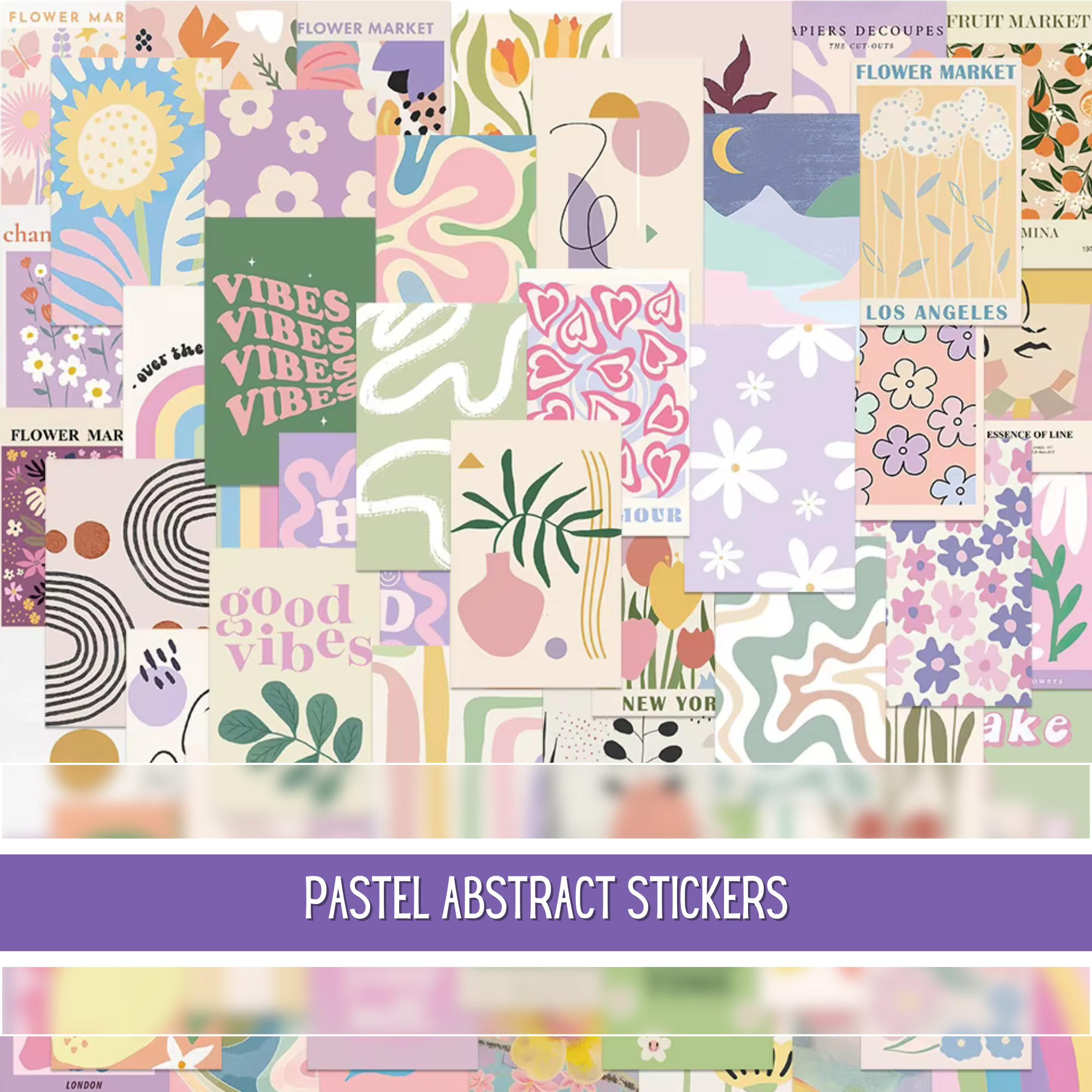Pastel Abstract Stickers (50 pcs)